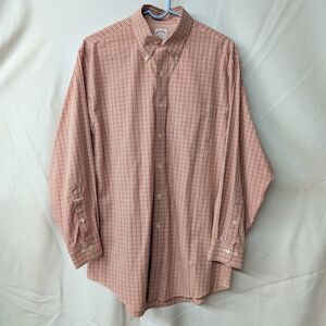 Brooks Brothers Orange And Maroon Checkered Button Down Shirt